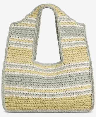 Marled Cut Out Straw Tote