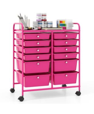 12-Drawer Rolling Storage Cart with Mixed-Size Drawers and Lockable Wheels