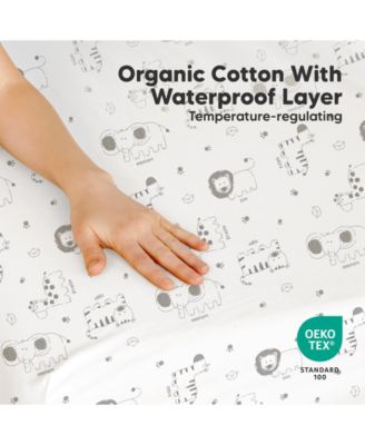 Soothe Waterproof Pack N Play Sheets for Girls, Boys, 2pk 38x26 Cotton Mini Crib Sheets Fitted, Soft, Breathable