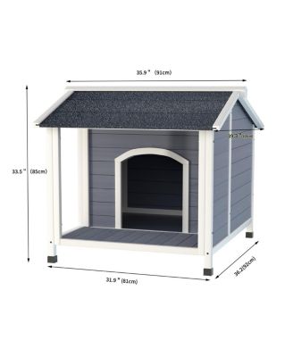 Outdoor Dog House, Wooden Weatherproof Kennel with Asphalt Roof and Raised Floor