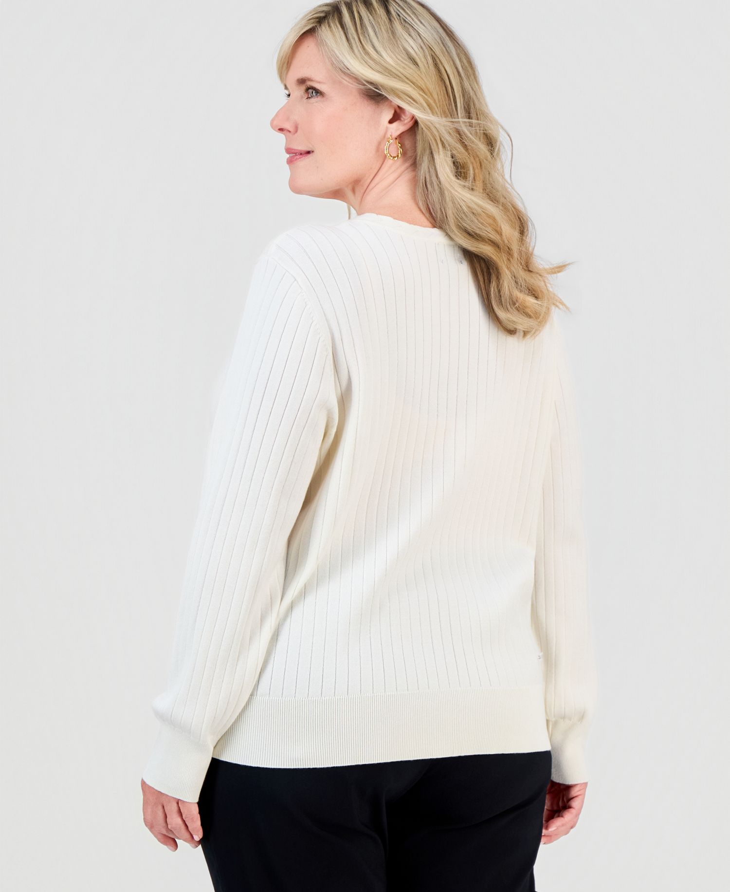 Petite Ribbed Button-Down Cardigan Sweater