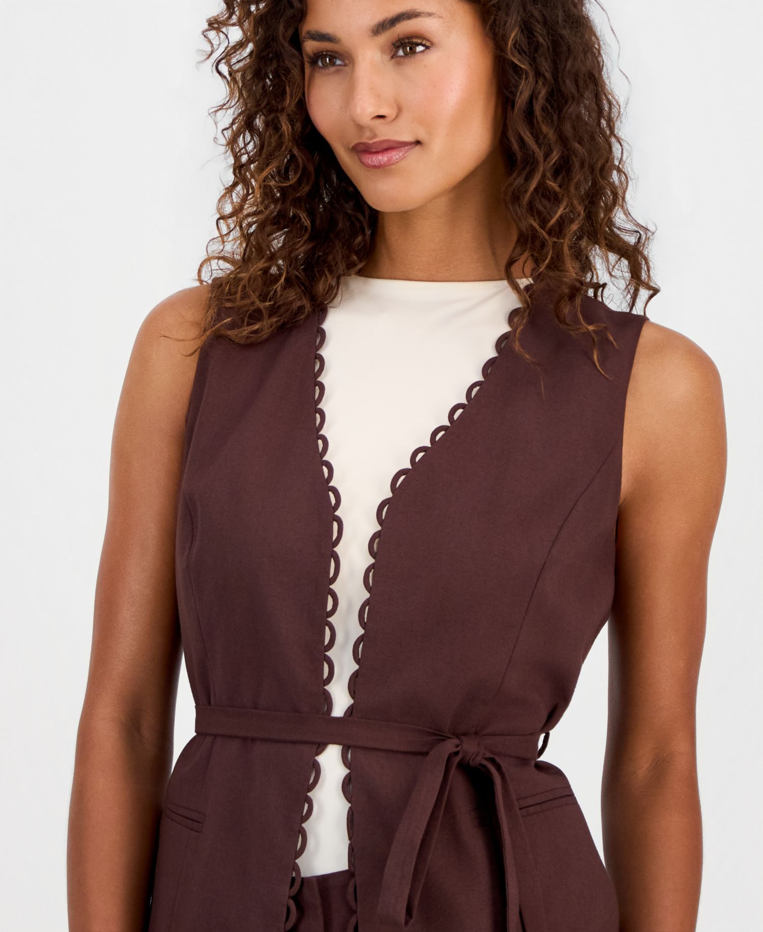Women's Cotton & Linen Tie-Front Vest