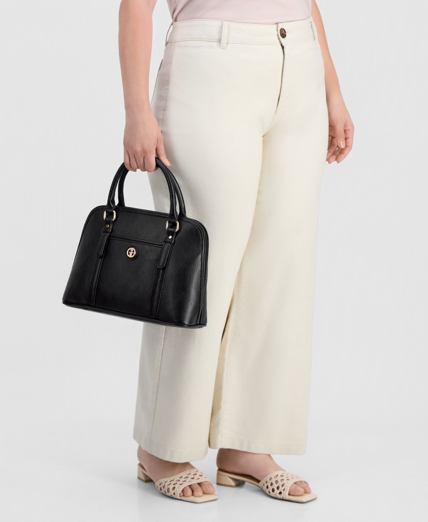 Женская сумка Giani Bernini Pebble Detailed Dome Satchel, цвет: Чёрный — фото 2
