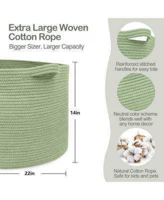 Rope Blanket Basket Storage Bin Organizer Wicker Box 88L Gift Basket