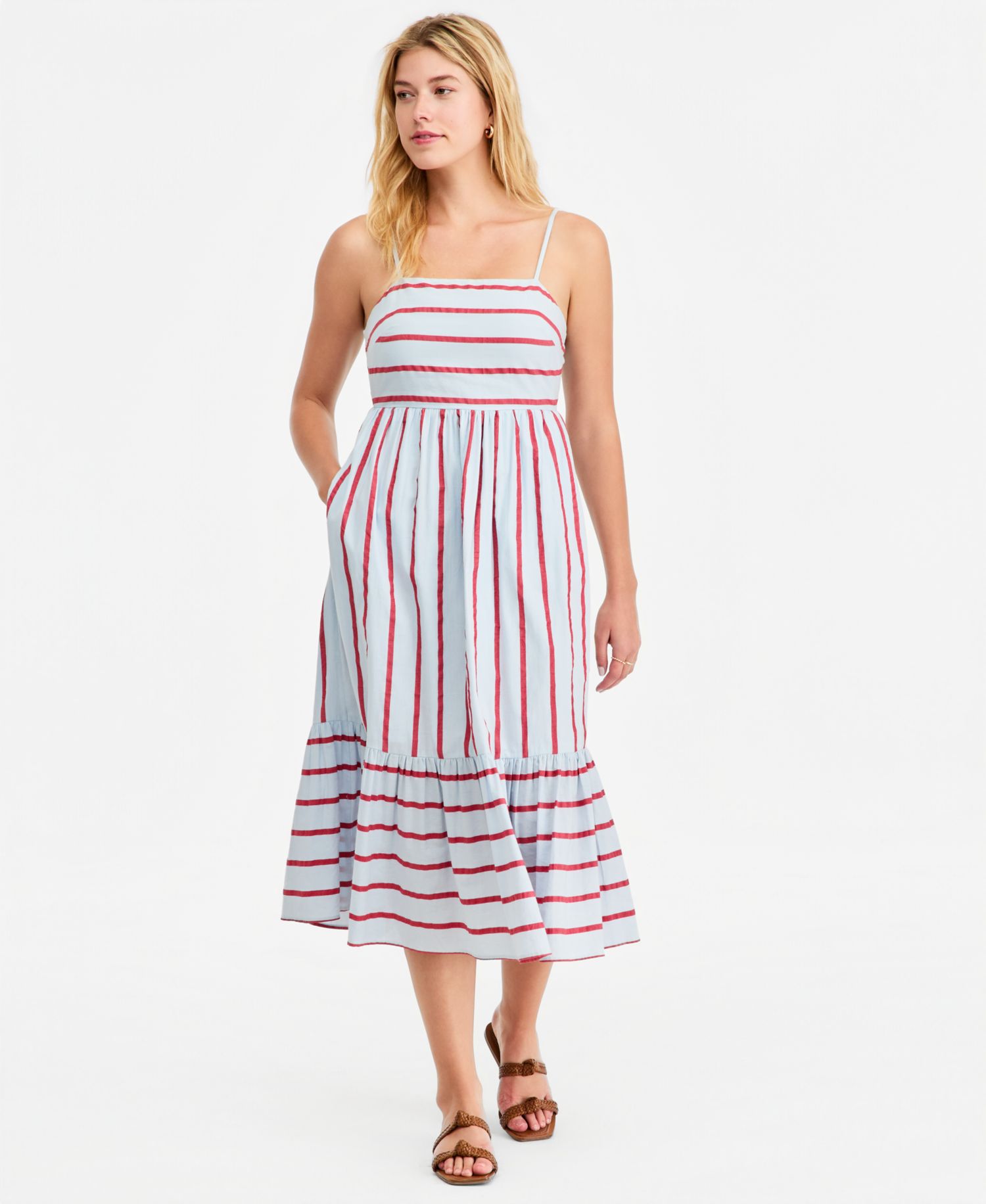 Plus Cutout-Back Tiered Cotton Midi Dress