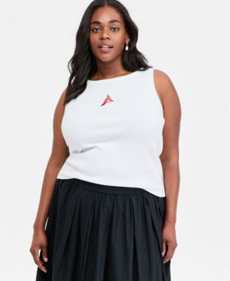 Plus Embroidered Chili Pepper Ribbed Tank