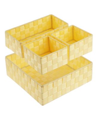 4-piece Woven Storage Baskets Cube Bin Organizer Drawer Gift Basket