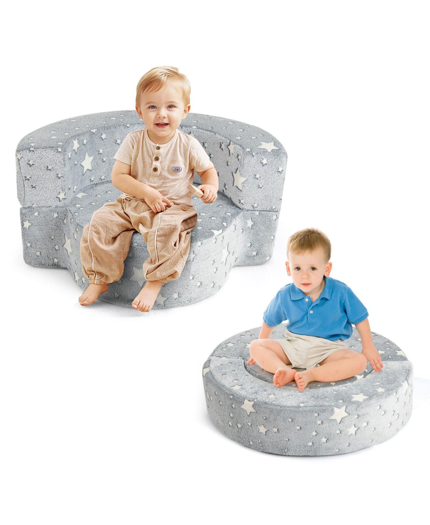 2-in-1 Toddler Convertible Sofa Chair with Glow-in-the-Dark Pattern