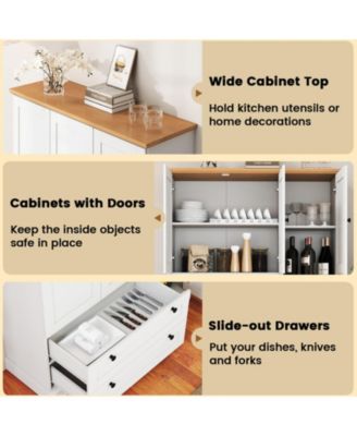 47.5 in Kitchen Freestanding Storage Cabinet with 3 Doors, 2 Drawers and 110 lbs Top