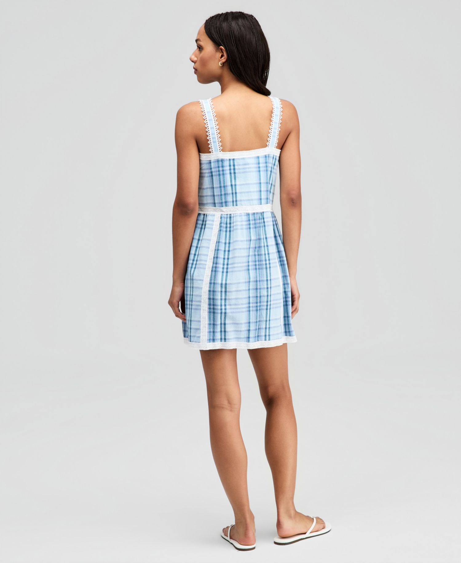 Women’s Cotton Plaid Lace-Trim Dress