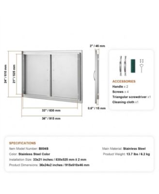 36W 24H Double BBQ Access Door for BBQ Island Grilling
