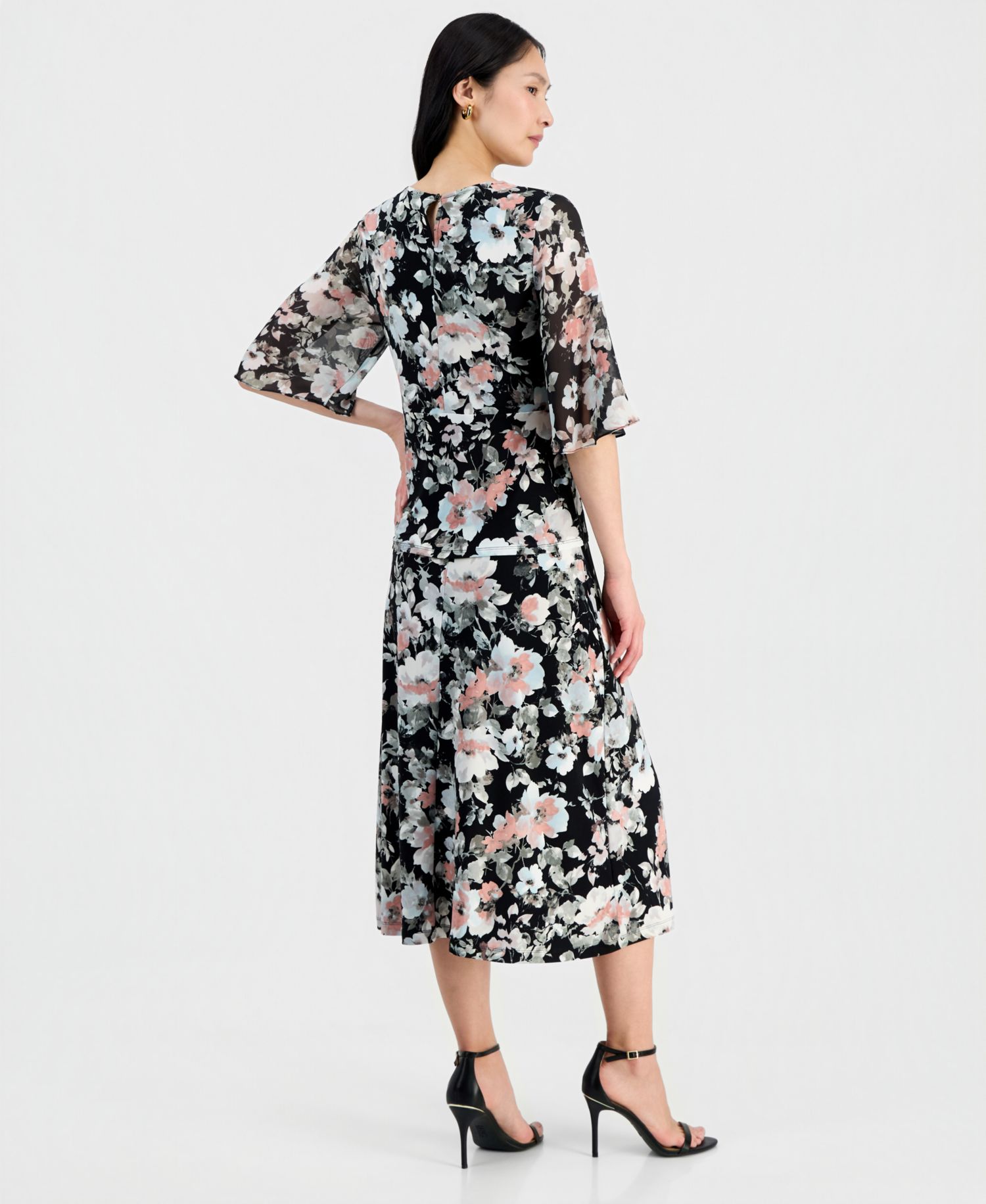 Petite Mixed-Media Tie-Front Top