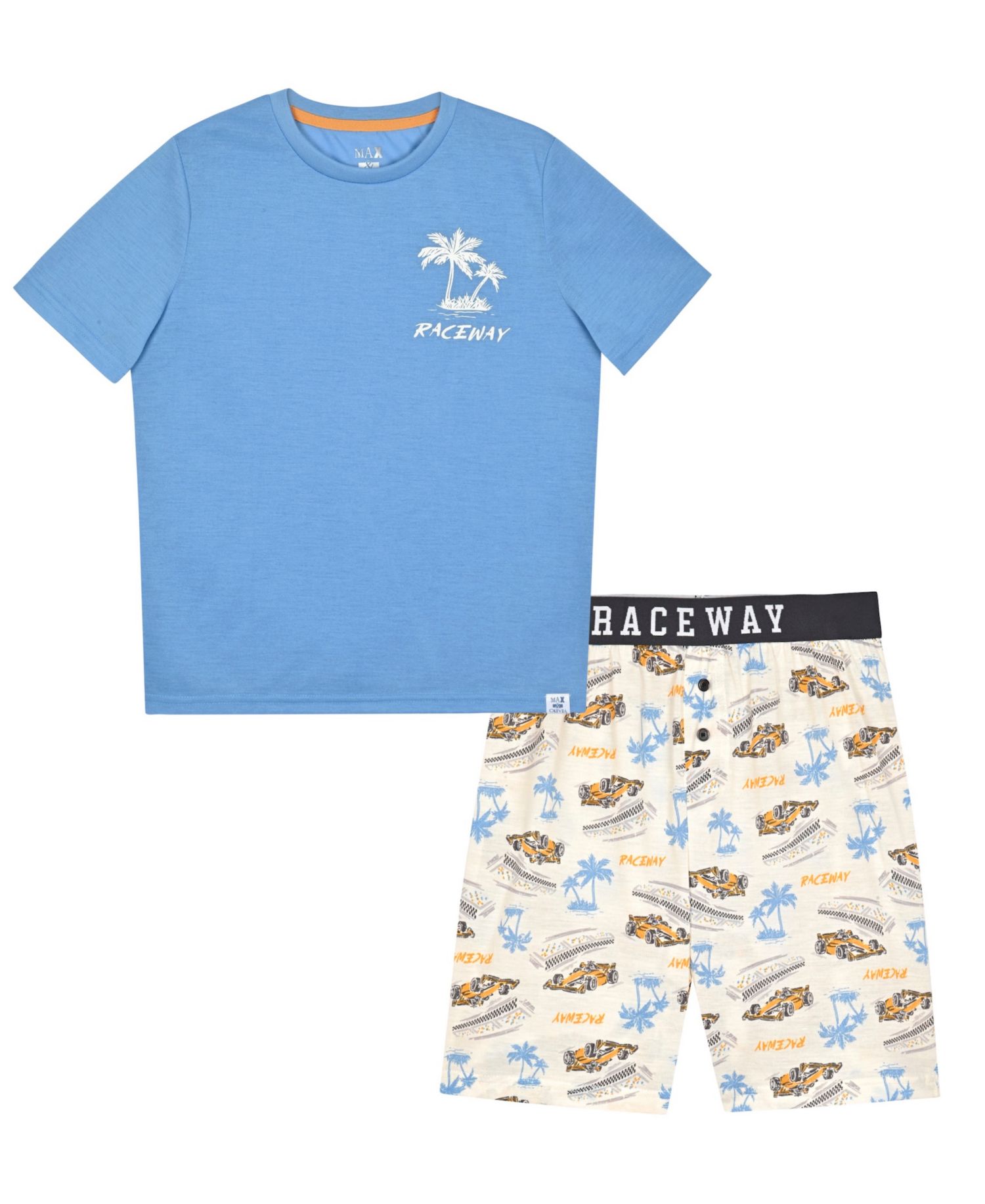 Boys' 6-18 Palm Tree Print T-Shirt and Shorts, 2-Piece Set