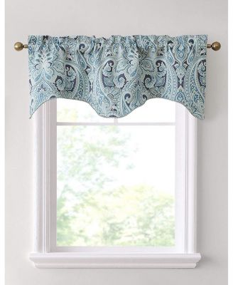 Paris Paisley Thermal Insulated Decorative Rod Pocket Short Scalloped Curtain Valance for Kitchen, Bathroom, Basement and Small Windows