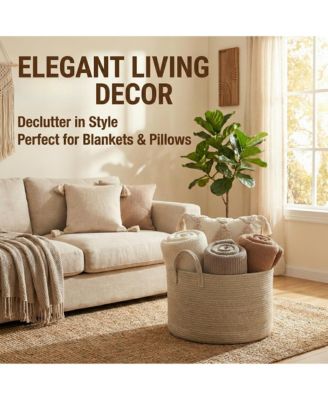 Cotton Rope Blanket Basket Laundry Hamper Storage Bin Gift Basket