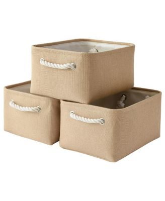 3pack Storage Bins Canvas Basket Organizer with Handles Gift Basket
