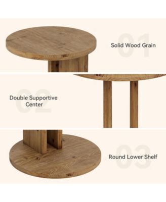 Farmhouse End Table for Living Room, Bedroom, Easy Assembly