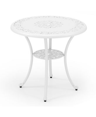 31.5 in Round Patio Dining Table for 4 Cast Aluminum with 2-Inch Umbrella Hole
