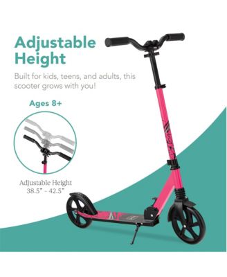 Kids Height Adjustable Kick Scooter w/ Carrying Strap, Non-Slip Deck, Kickstand