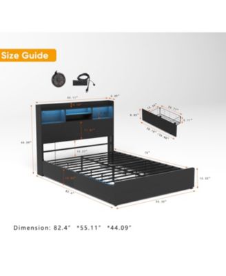 Frame with 4 Storage Drawers Full Bed Frame with Headboard and Storage Shelf