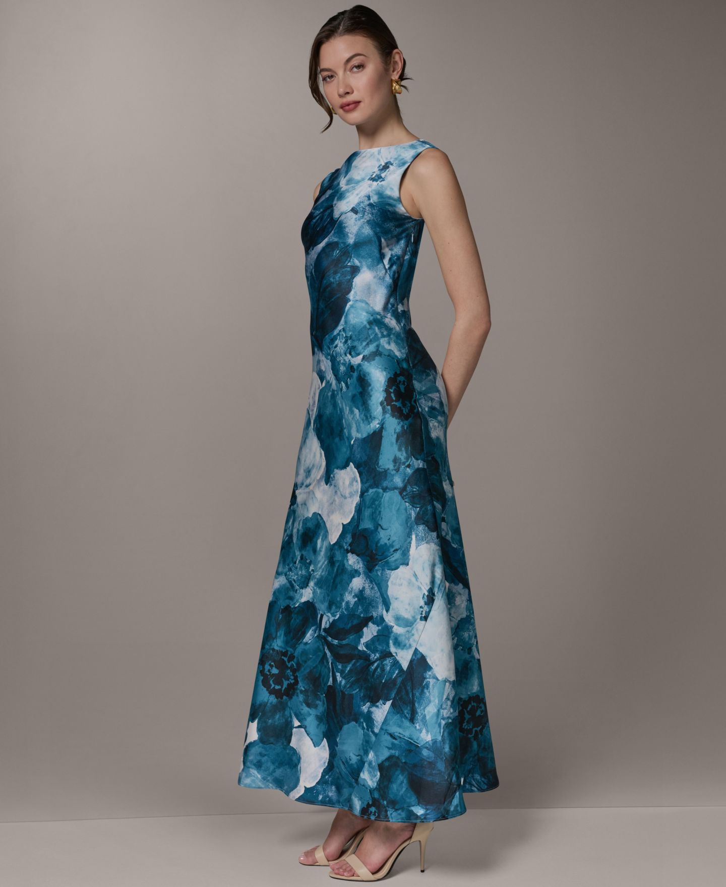 Женское платье Donna Karan New York Boat Neck Maxi Sleeveless Printed, цвет: Разноцветный — фото 2