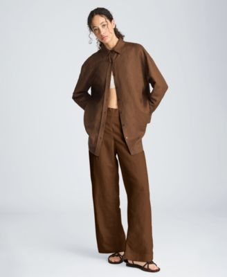 Women's Pull-On Linen Wide-Leg Pants