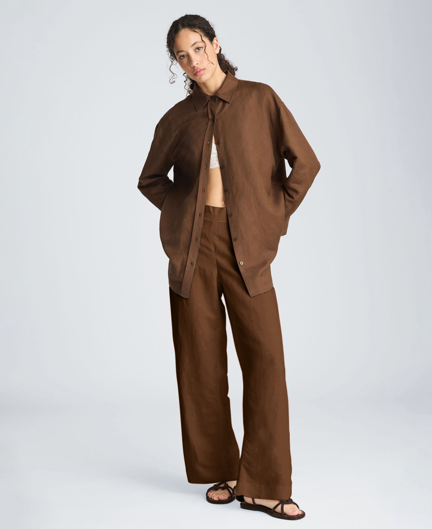 Women's Pull-On Linen Wide-Leg Pants