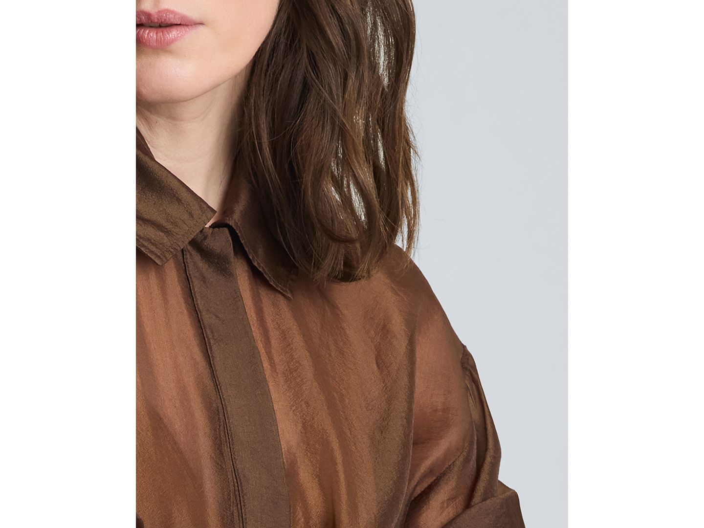 Женские куртки Kenneth Cole Cinch Waist Sheer Shacket, цвет: Коричневый — фото 6
