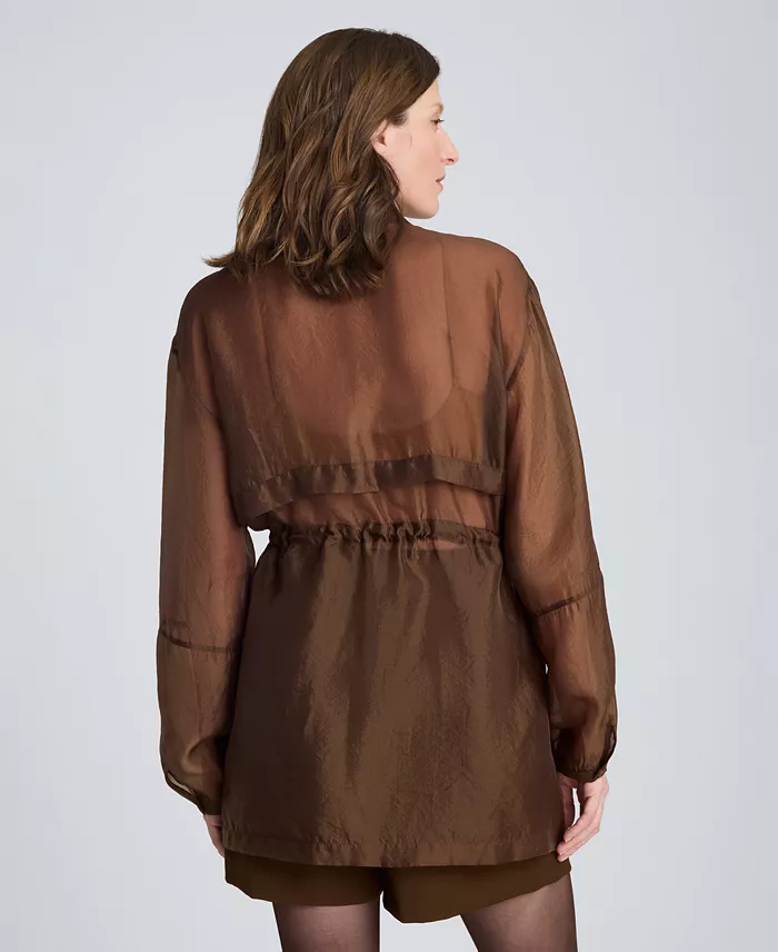 Women's Cinch Waist Sheer Shacket - thumbnail 5