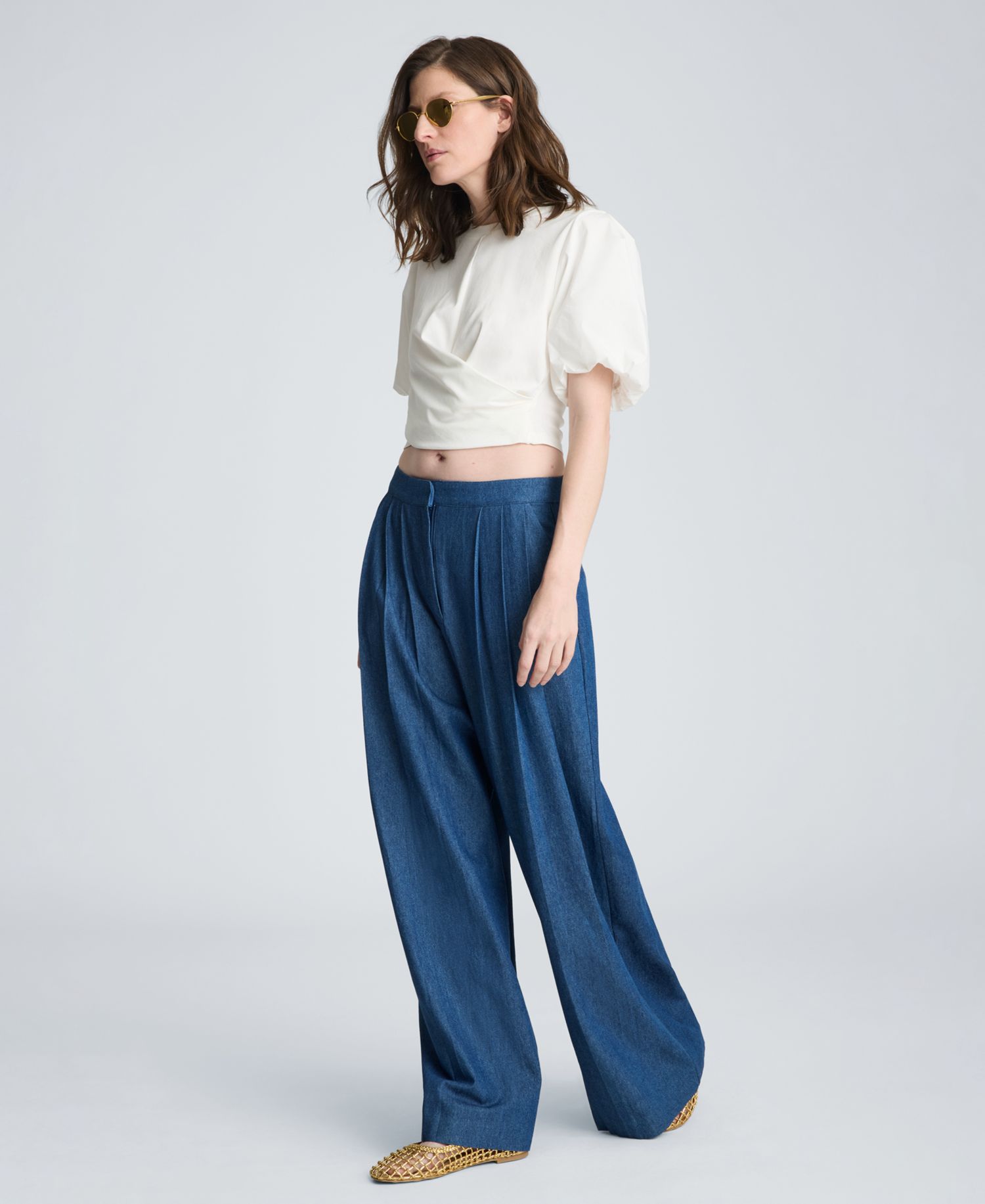 Women's High-Rise Triple Pleated Wide-Leg Pants