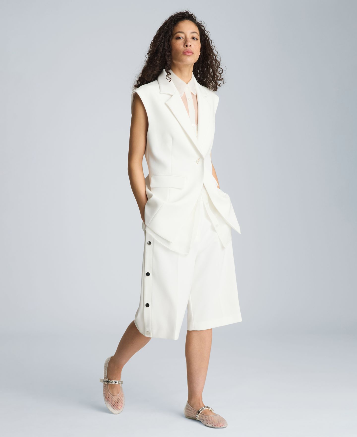 Женские шорты Kenneth Cole High-Rise Side Snap, цвет: Чистый белый — фото 10
