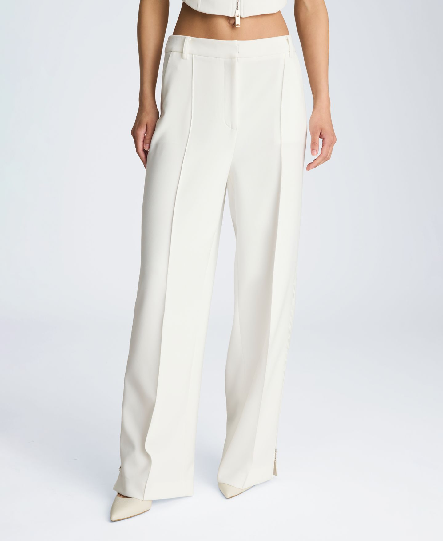 Женские брюки Kenneth Cole High-Rise Pintuck Zip Sides, цвет: Чистый белый — фото 4