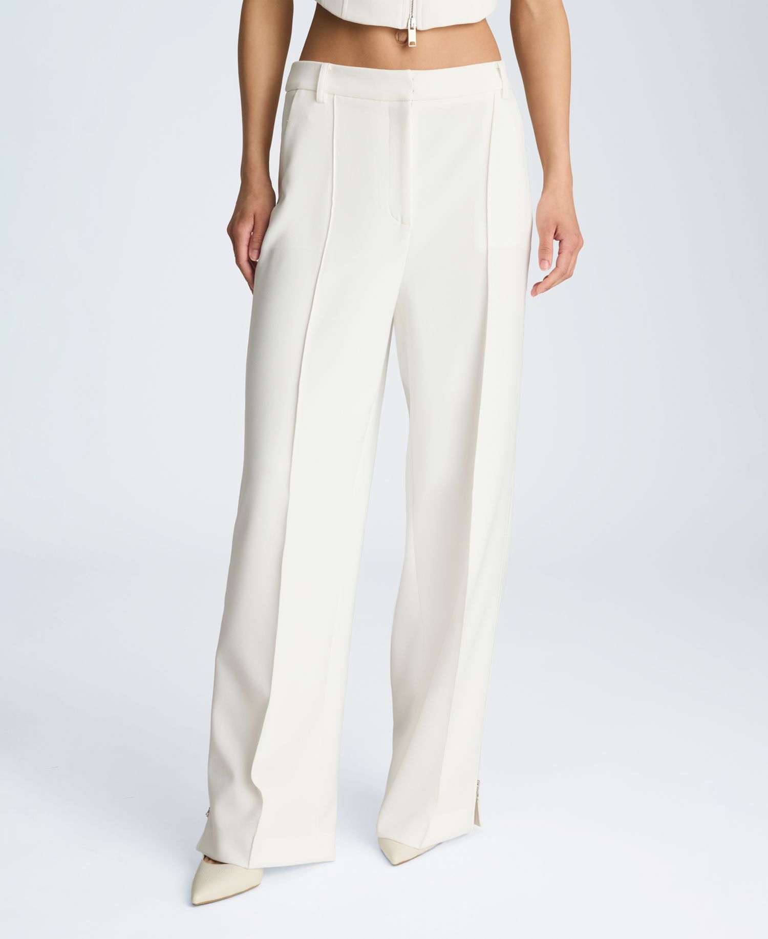 Women's High-Rise Pintuck Zip Sides Pants