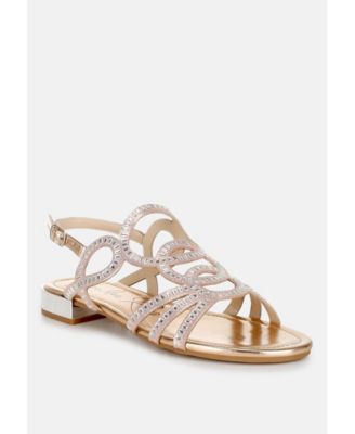 Womens Jisters Cut Out Detail Rhinestone Flat Sandals