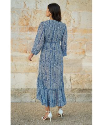 Women's Paisley Dipped Hemline Midi Dress