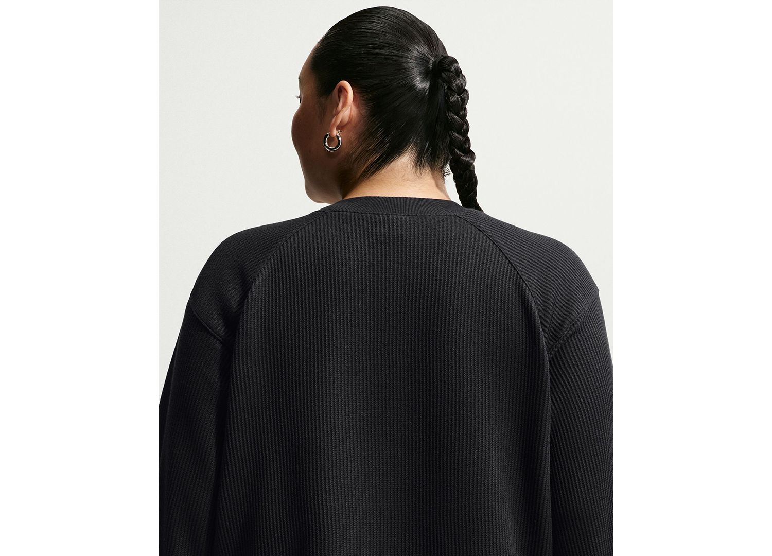 Plus Size Sportswear Chill Waffle Oversized Henley Long-Sleeve Top