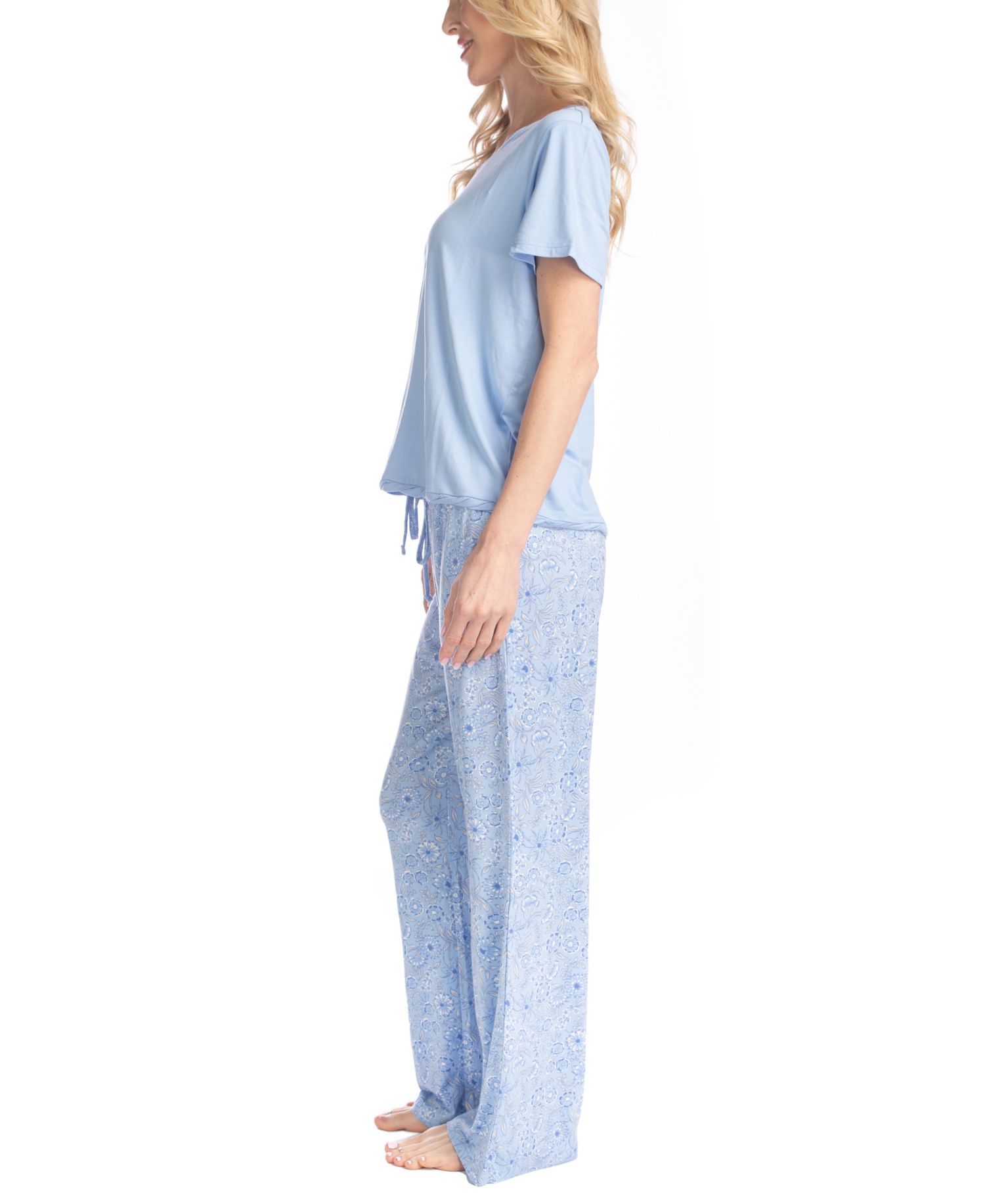 Women's Artistic Garden Round Neck Top and Ankle Pants