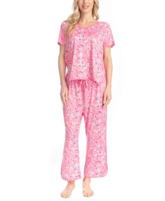 Women's Artistic Garden V-Neck Top and Ankle Pants