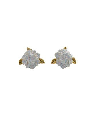 Fable England Enamel Hydrangea Earrings - Multi  gold