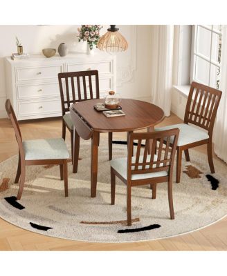 Five Piece Round Dining Set with Four Upholstered Chairs