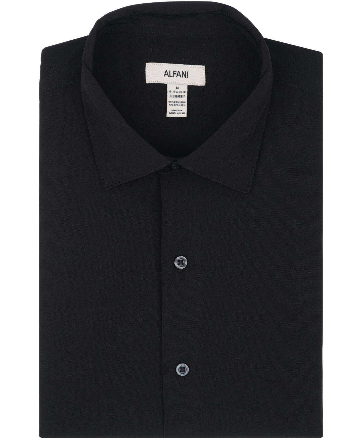 Мужская рубашка Alfani Spread Collar Performance Solid Dress Shirt, цвет: Чёрный — фото 7