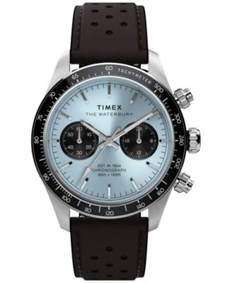 Men's Quartz Chronograph Brown Leather Watch 39mm