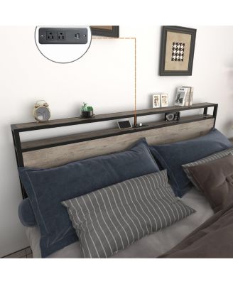 Full Storage Headboard Charging Station Noise Free Platform Bed Frame