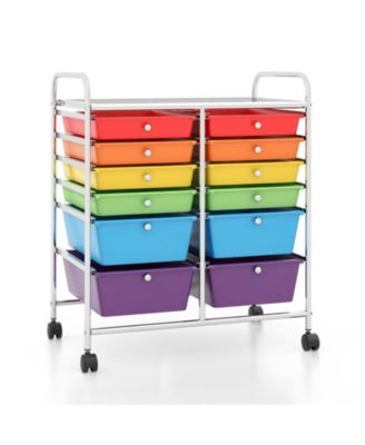 Rolling Organizer Cart Featuring 12 Removable Storage Drawers