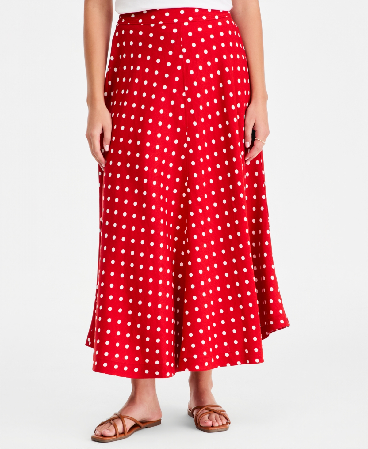 On 34th Women's Linen-Blend Midi Circle Skirt, Macy's Exclusive