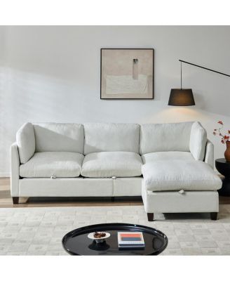  Chenille 96.5" Sectional Sofa with Ottoman