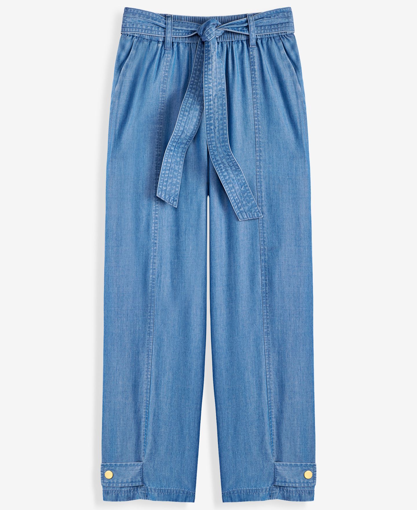 Женские брюки I.N.C. International Concepts Petite High-Rise Belted Tapered Pants, Macy's Excluisve, цвет: Средний индиго — фото 2