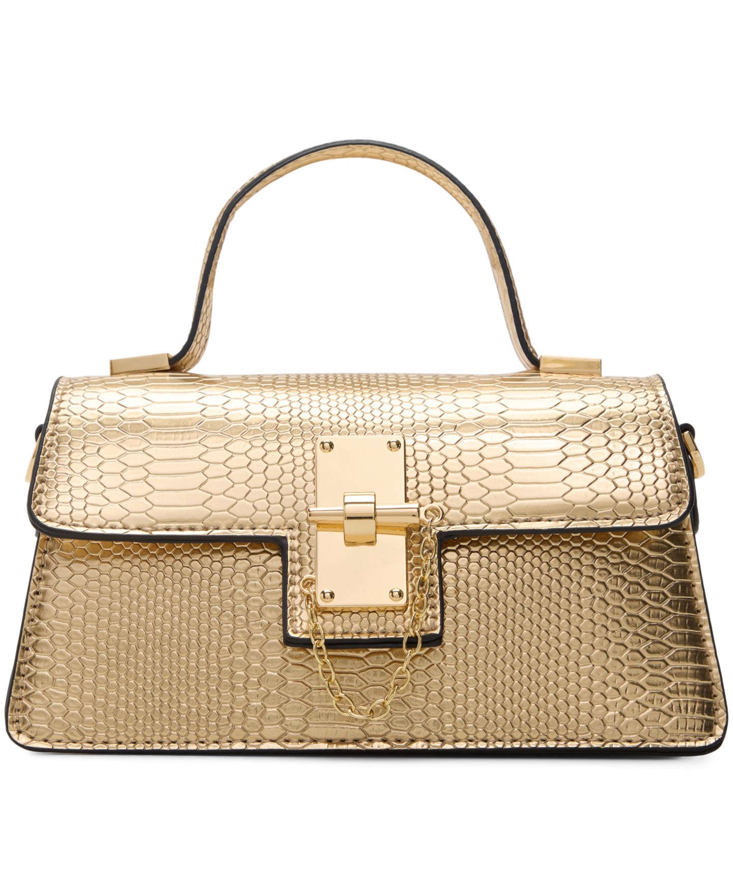 Женская сумка ALDO Callunaax Mini Top Handle Satchel Handbag, цвет: Золотой — фото 1