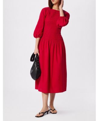 Women's Smocked Bodice Midi Dress