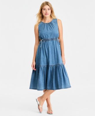 amazon ladies casual dresses PRETTYGARDEN Spring Casual Dresses for Women 2026 Summer Business Work Midi  Sleeveless A Line Pleated Cocktail Dress(Apricot,Small) at Amazon Women's  Clothing store main image 1